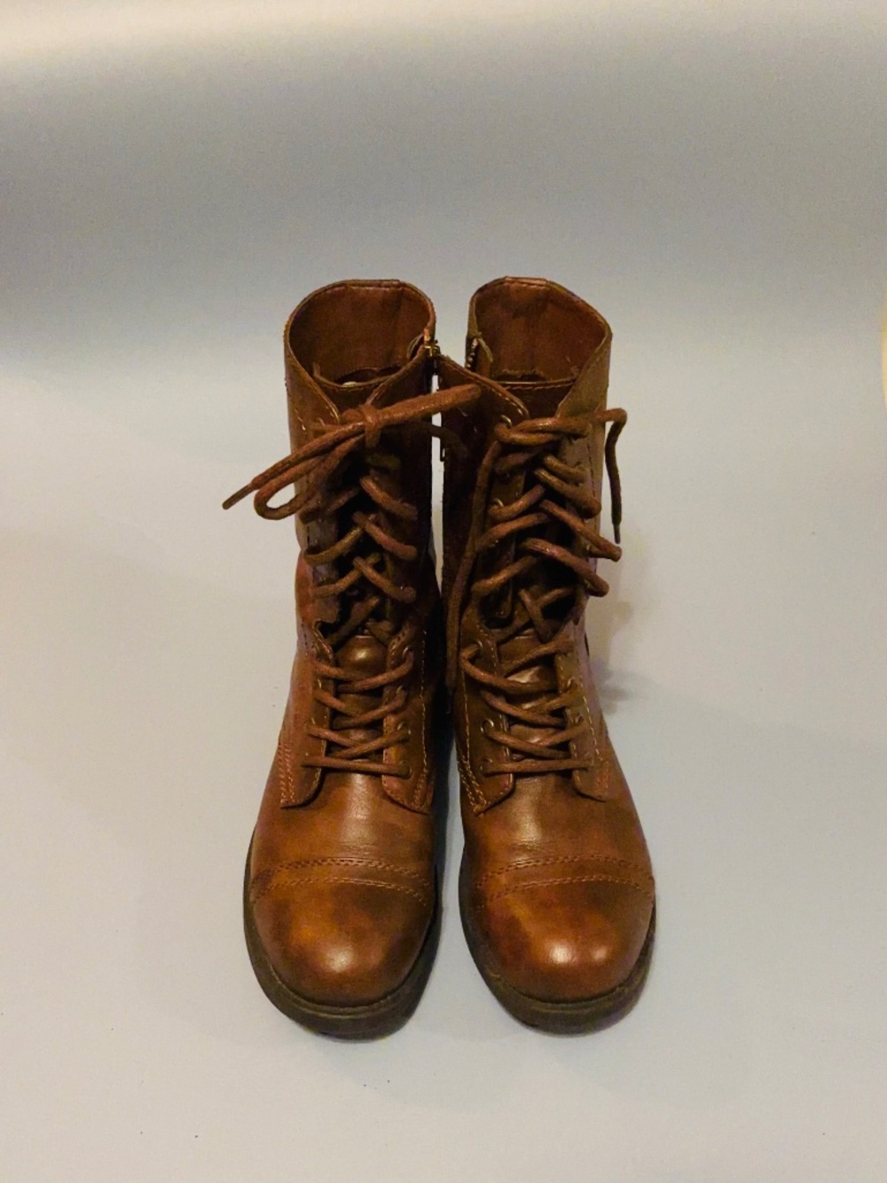 Brash Women’s Faux Leather Combat Boots Sz 8 1/2 Lace up Brown